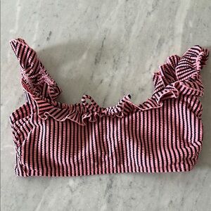 Xhilaration Pink and Black Bikini Top with Ruffle Details